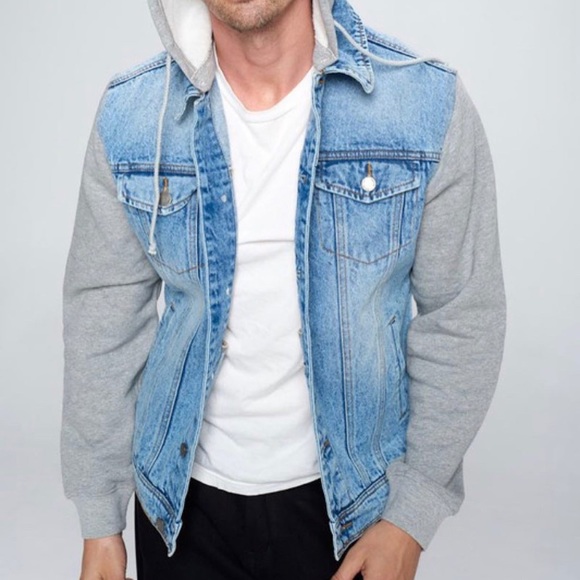 Hooded Denim Sweat Jacket - Picture 1 of 2